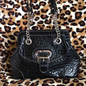 Apt9 Black Faux Leather Alligator Print Bag